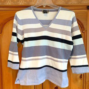 90s STRIPED 3/4 LENGTH SWEATER